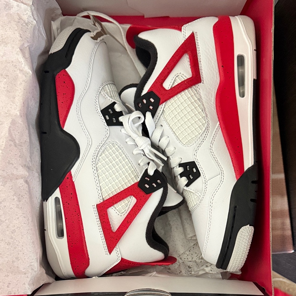 White and Red Retro Basketball Sneakers